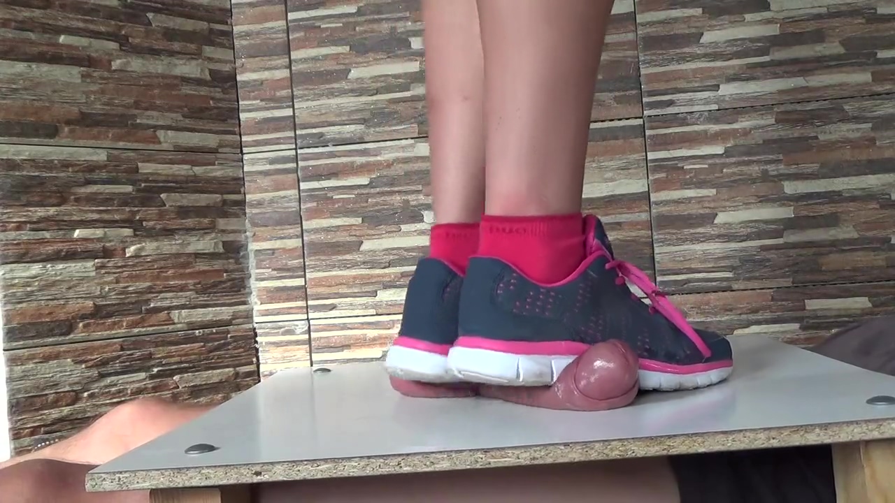 Hard stomp - cock ball torture- cbtrample - cock crush with sneakers
